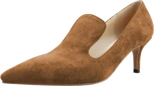 LEMUTISME Women's Stylish Pointed Toe 2 Inches Comfort Slip On Low Kitten Heel Dress Loafer Pumps for Work Office Business