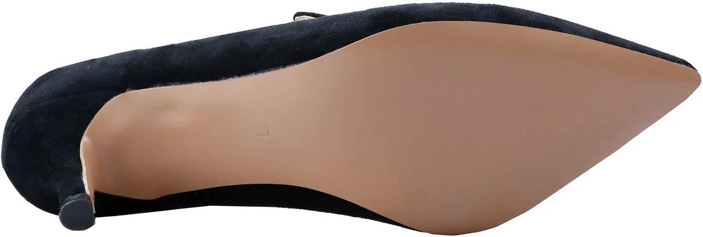 LEMUTISME Women's Stylish Pointed Toe 2 Inches Comfort Slip On Low Kitten Heel Dress Loafer Pumps for Work Office Business