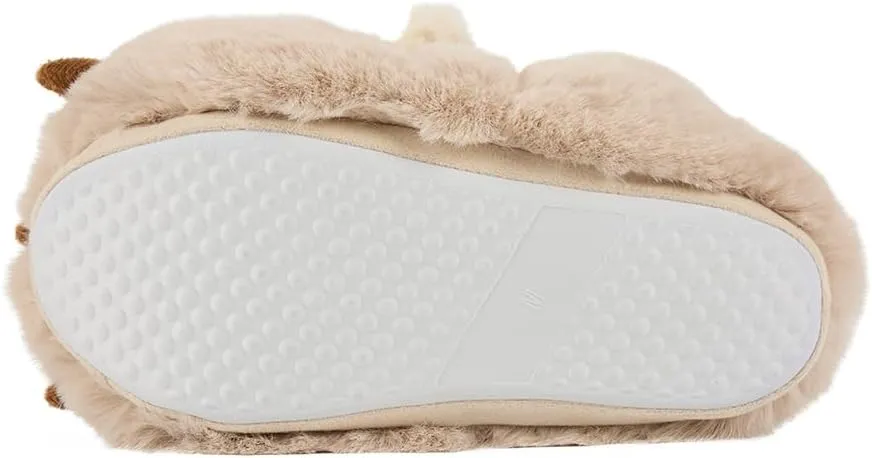 LEMZONE Fuzzy Animal Slippers for Women Cute Warm Furry Bear Paw Funny House Slippers with Non-skid Bottoms