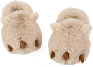 LEMZONE Fuzzy Animal Slippers for Women Cute Warm Furry Bear Paw Funny House Slippers with Non-skid Bottoms