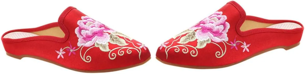 LIFKOME 1Pair Embroidered Slippers Cozy Home Footwear for Winter Non Slip Design for Indoor Use with Jeans Shorts Skirts Fashionable and Comfortable