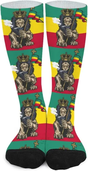 Lion Judah Weed Smoke Over The Calf Classic Knee High Socks Slipper Stockings Indoor Home Tube Socks