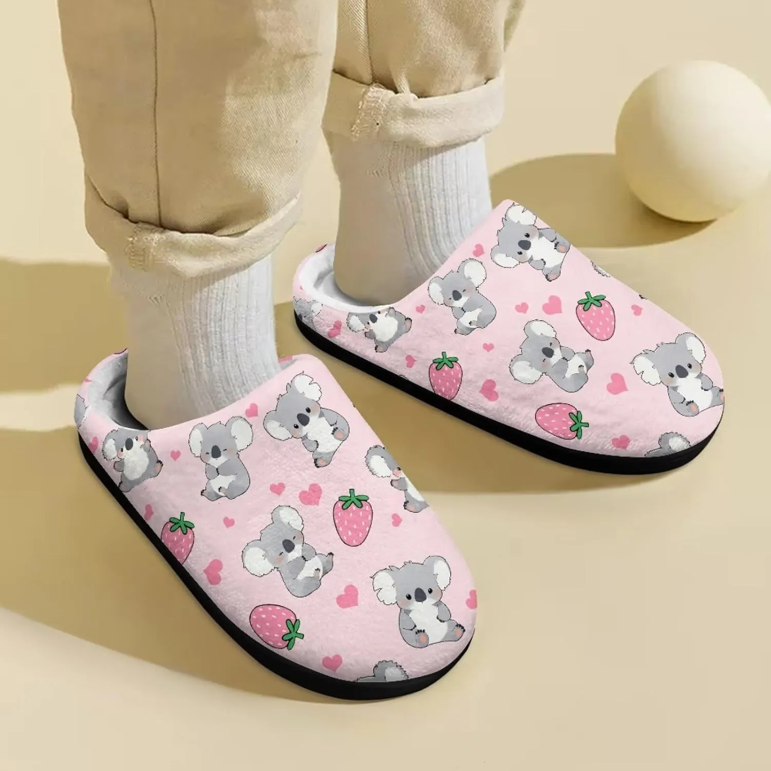 Little Girls Slippers Indoor Comfort Cute Pattern Size 9-15 Black