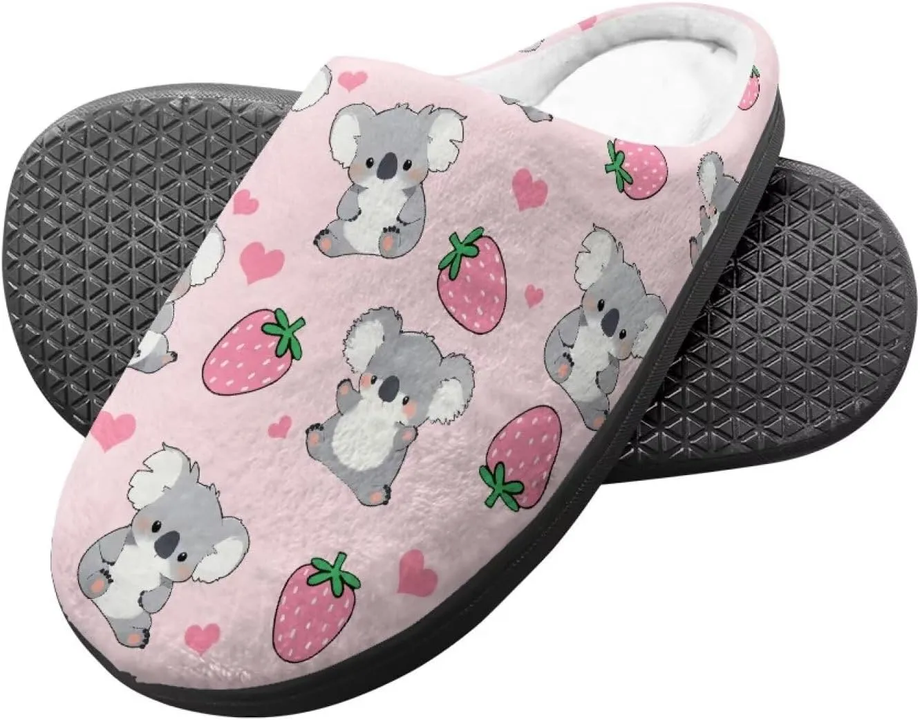Little Girls Slippers Indoor Comfort Cute Pattern Size 9-15 Black