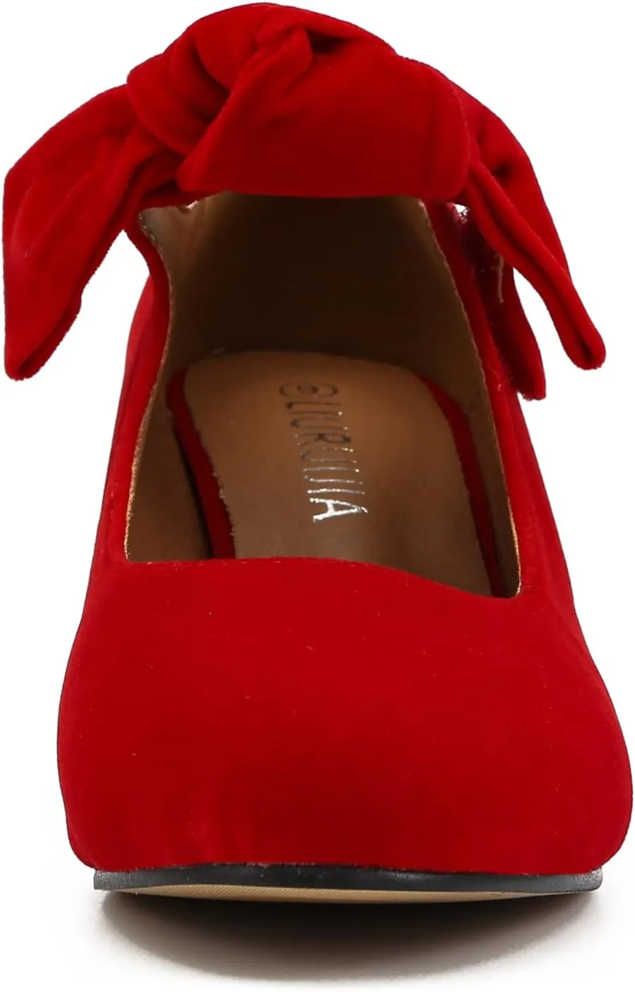 LIURUIJIA Women's Bow Heels Mary Jane Kitten Heel Pumps Round Toe Low Heels Ankle Strap Wedding Evening Party Dress Shoes