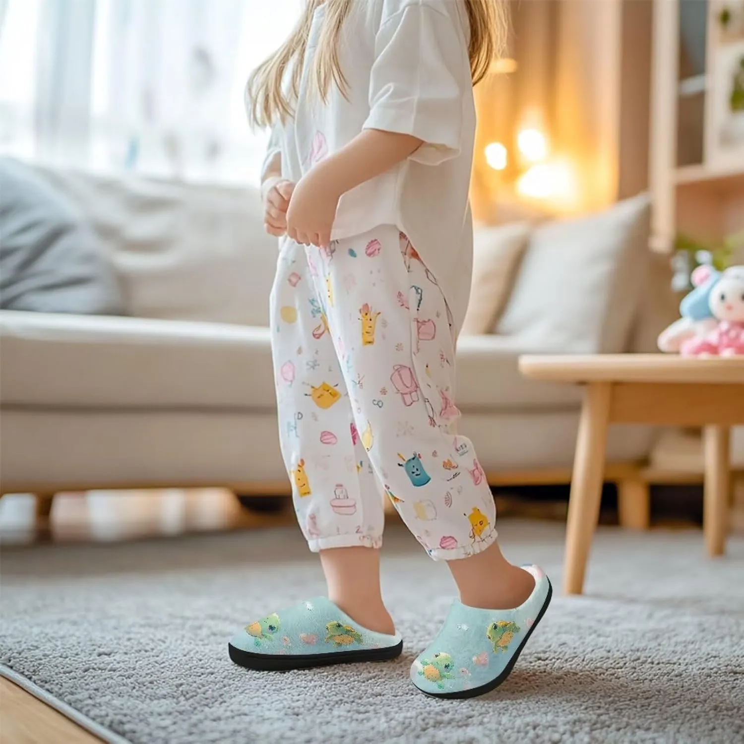 Lotusorchid Girls House Slipper Memory Foam Kids Bedroom Slipper Non Slip Closed Toe Sleep Slipper for Boys Bedroom Slipper with Rubber Sole