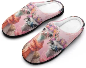 Lovely Ostriches Family Women's Cotton Slippers Non-Slip Bedroom Slipper Cute House Shoes for Indoor And Outdoor
