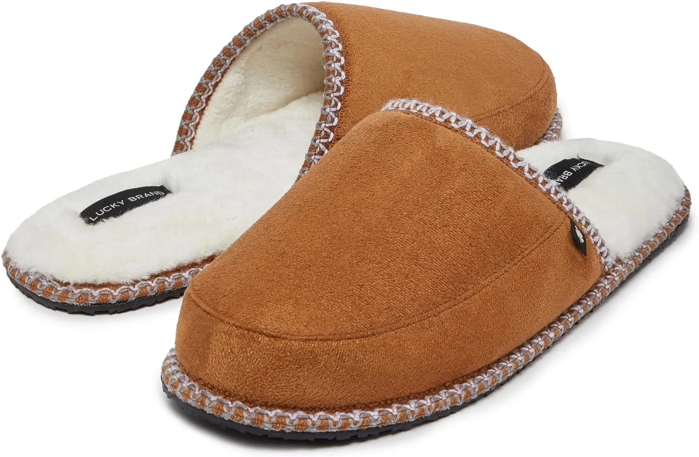 Lucky Brand Memory Foam Rubber Sole Scuff Bedroom Slipper - Soft Comfy Men's Slippers - Indoor/Outdoor Mens House Slippers