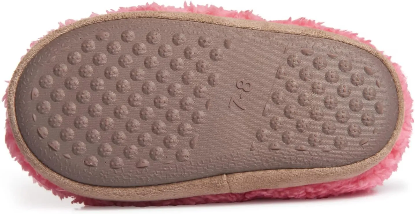 Lucky Brand Toddler Girls Sherpa Bedroom Slippers, Non Slip A-line House Shoes, Little Kids Comfy Indoor Slipper, Sizes 5-10