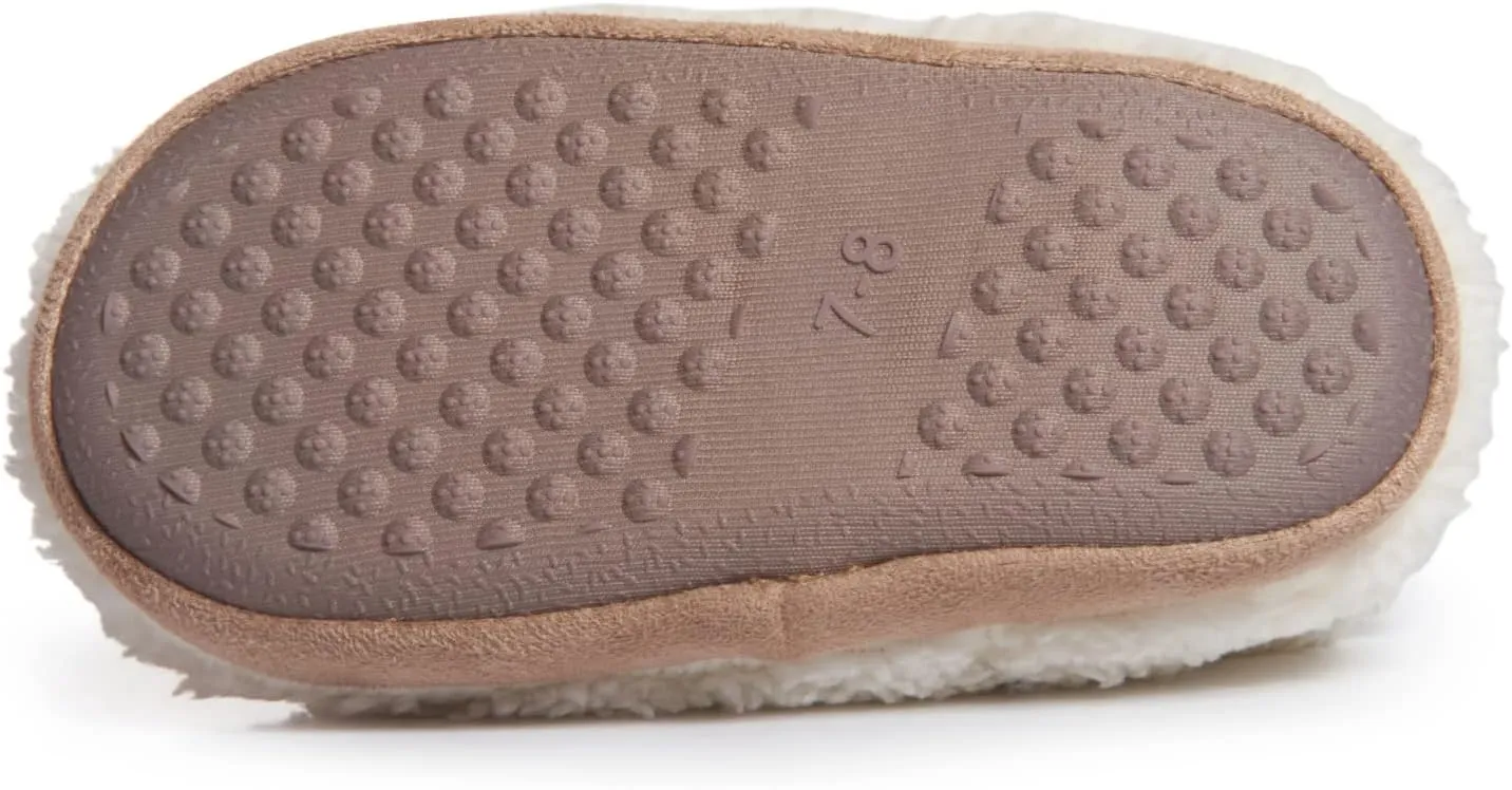 Lucky Brand Toddler Girls Sherpa Bedroom Slippers, Non Slip A-line House Shoes, Little Kids Comfy Indoor Slipper, Sizes 5-10