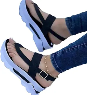 LUWAY Women's Orthopedic Bunion Corrector Sandals Big Toe Correction PU Leather Shoes Comfy Casual Flat Sole Big Toe Correction Sandal for Summer Walking Beach Sandals,Black,US10/EU42