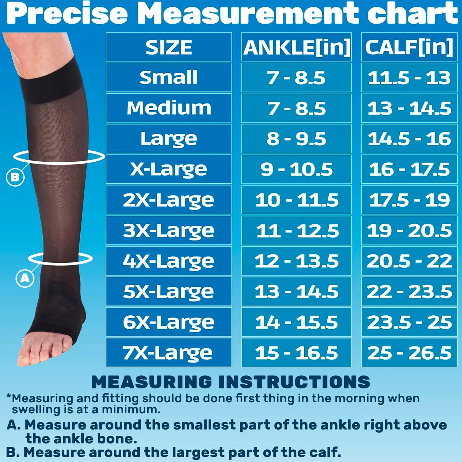 Made in USA - Wide Calves Womens Compression Stockings for Circulation 15-20mmHg - Toeless Compression Knee High Support Socks for Travel, Nursing, Sports, Athletic - Black, 2X-Large - A111BL5