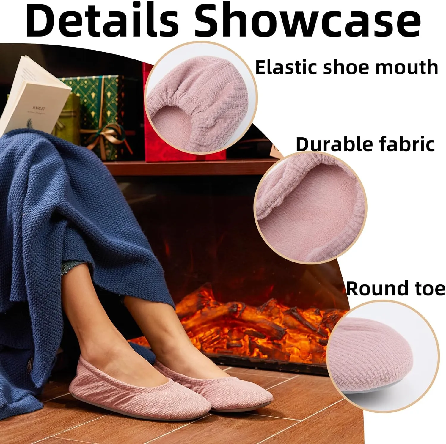 Magtoe Women's Lightweigt Indoor Slippers Memory Foam Portable Home Shoes Soft Foldable Rubber Sole