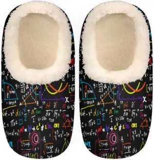 Math Geometrical Women's Slippers, Science Education Soft Cozy Plush Lined House Slipper Shoes Indoor Non-Slip Slippers for Women Girls Boys Teenager