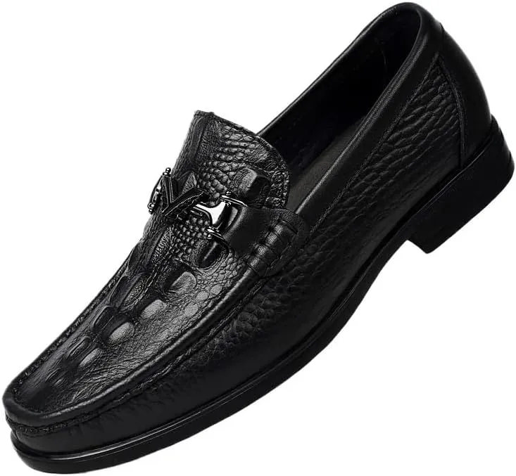 Men's Casual Genuine Leather Flats Soft Driving Walking Loafer Shoes Men's Vintage Crocodile Slip On Dress Shoes