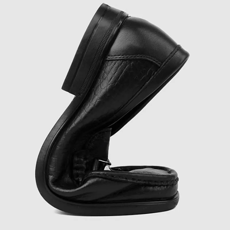 Men's Casual Genuine Leather Flats Soft Driving Walking Loafer Shoes Men's Vintage Crocodile Slip On Dress Shoes