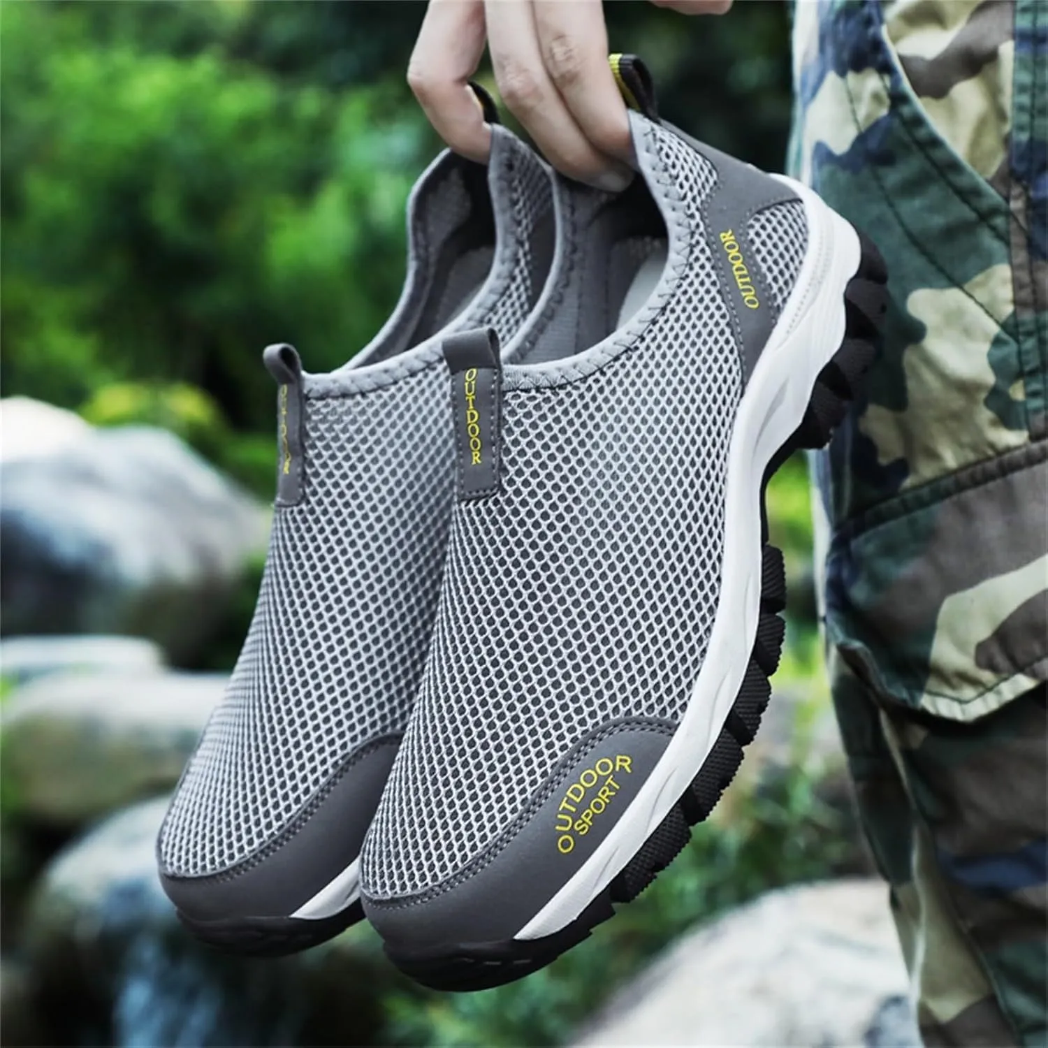 Men's Fashion Sneakers Fashion Spring and Summer Men Sports Shoes Flat Bottom Non Slip Outdoor Hiking Shoes Mesh
