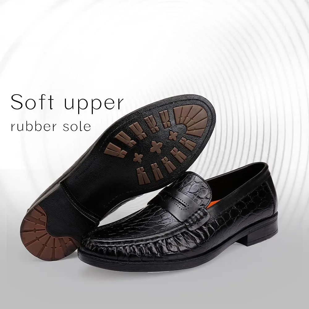Mens Genuine Leather Slip On Loafers Comfortable Casual Driving Moccasins Brathable Loafer Dress Shoes…