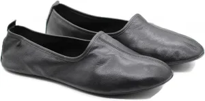 Mens Indoor Leather Slippers Black Traditional Babouche House Shoes Barefoot Moccasin