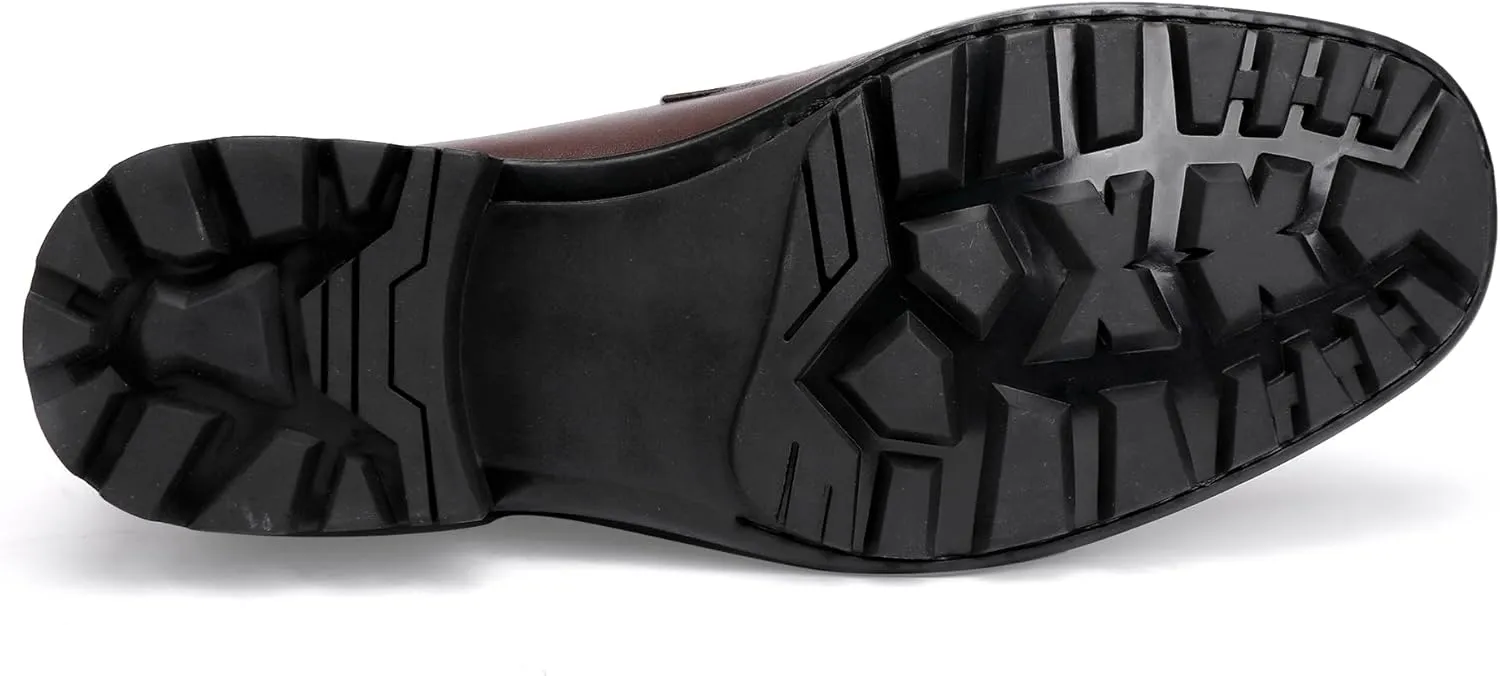 Mens Leather Tassel Loafer, Classic Luxury Smooth Upper Tassel Slip-on Penny Loafer for Mens, Black