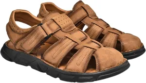 Men's Sandals Leather Closed Toe Beach Outdoor Summer Sport Hiking Sandals Size 6-11