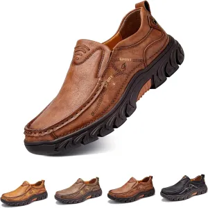 Mens Slip on Loafer Leather Casual Oxford Shoes Hand Stitching Comfort Anti Slip Moccasins Walking Shoes, Business Work Office Dress Shoes Outdoor Summer Driving Boat Round Toe Penny Shoe Wide Fit