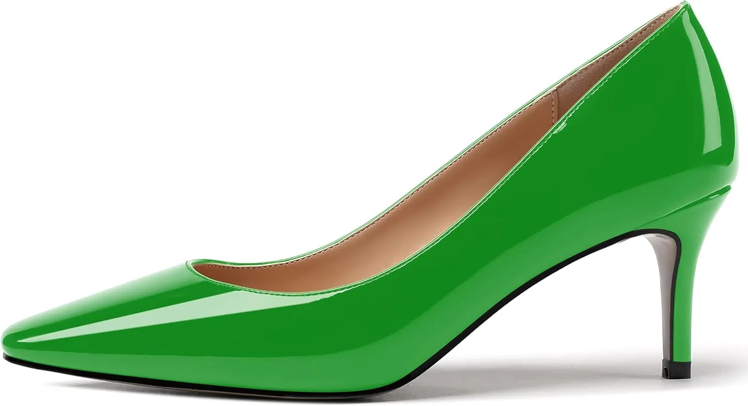 MERRORI Women's Patent Square Toe Slip On Solid Stiletto Mid Heel Pumps Shoes 2.5 Inch