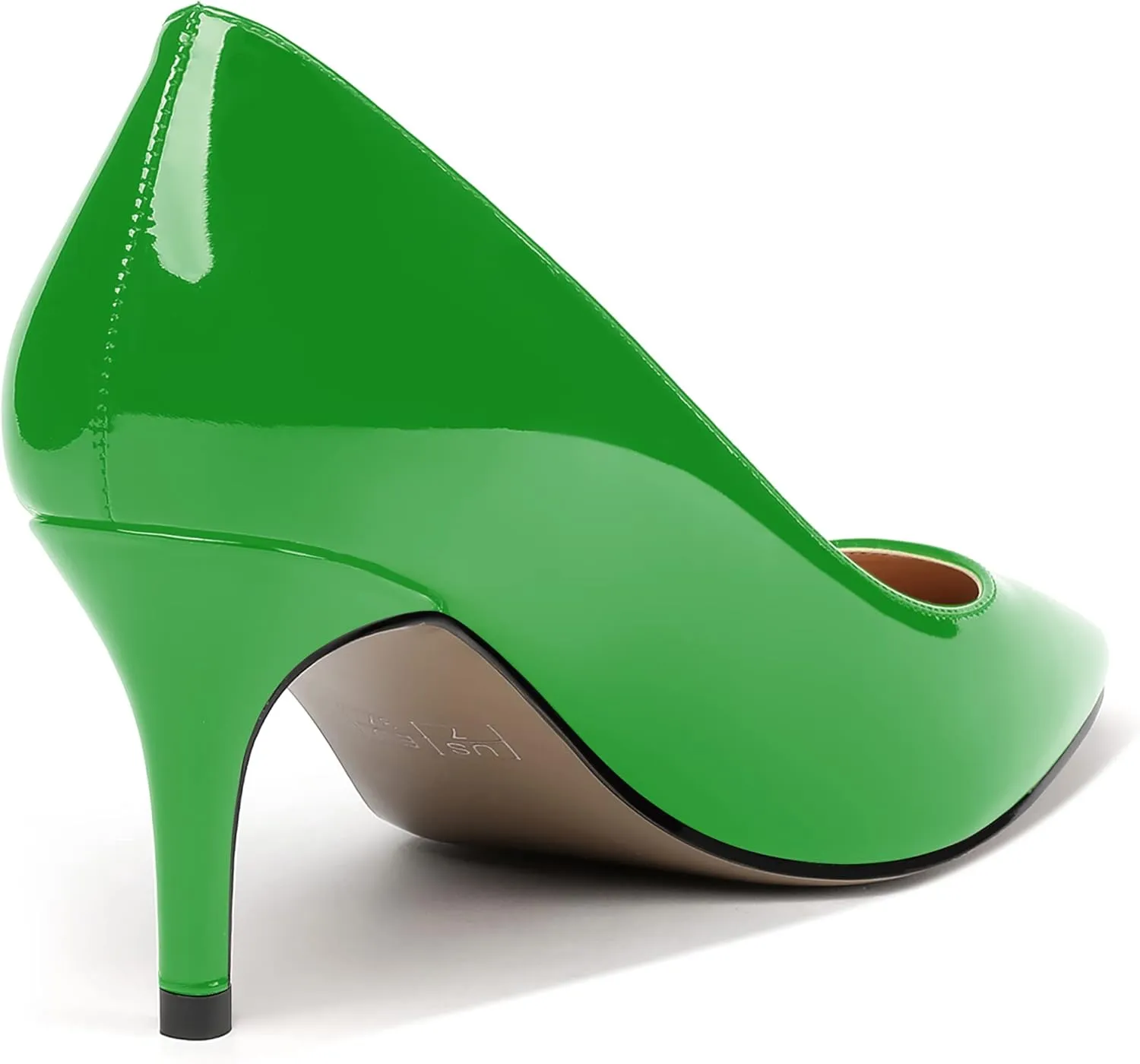 MERRORI Women's Patent Square Toe Slip On Solid Stiletto Mid Heel Pumps Shoes 2.5 Inch