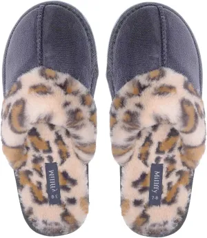 Millffy Nordic Style Faux Fur Trim Rabbit Fur Hair Women's Suede Slippers Memory Foam Comfy Indoor eva Slipper