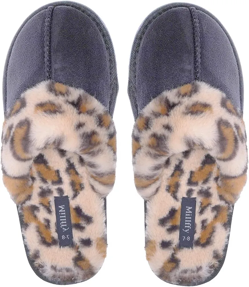 Millffy Nordic Style Faux Fur Trim Rabbit Fur Hair Women's Suede Slippers Memory Foam Comfy Indoor eva Slipper