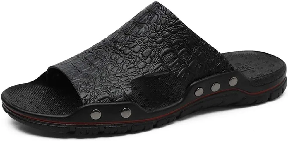 MizHome Men's Open Toe Beach Slides Sandals Indoor Outdoor Casual Slippers for Summer
