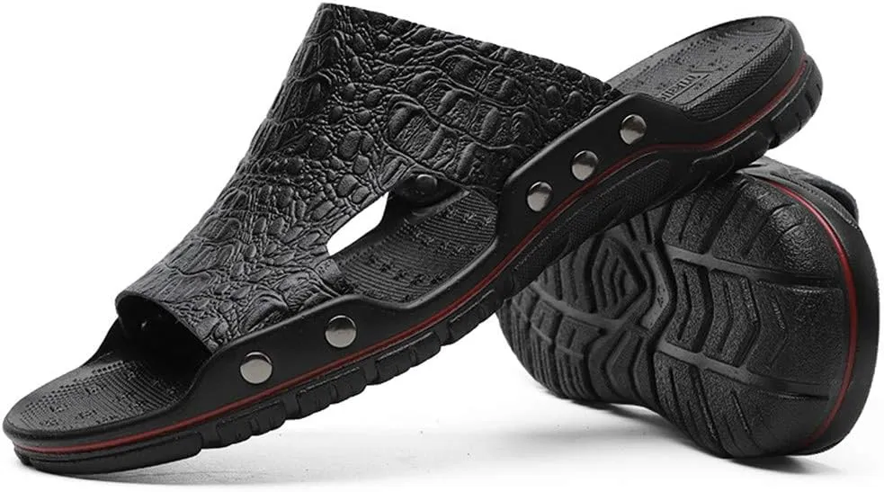 MizHome Men's Open Toe Beach Slides Sandals Indoor Outdoor Casual Slippers for Summer