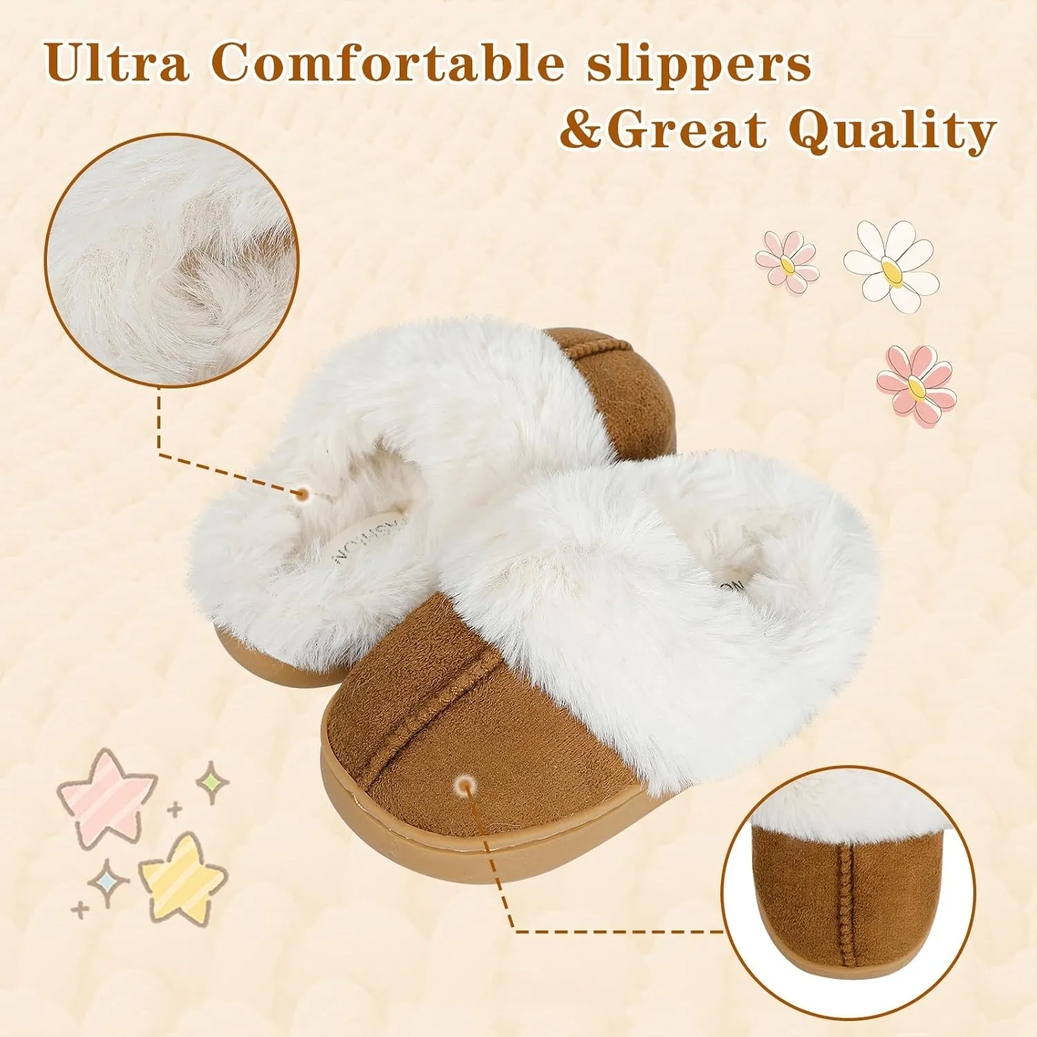 MK MATT KEELY Girls Boys Slippers Kids Fuzzy House Slippers Baby Toddlers Non-Slip House Shoes Winter Warm Soft Plush Indoor Outdoor Slipper for Little Kid Big Kid