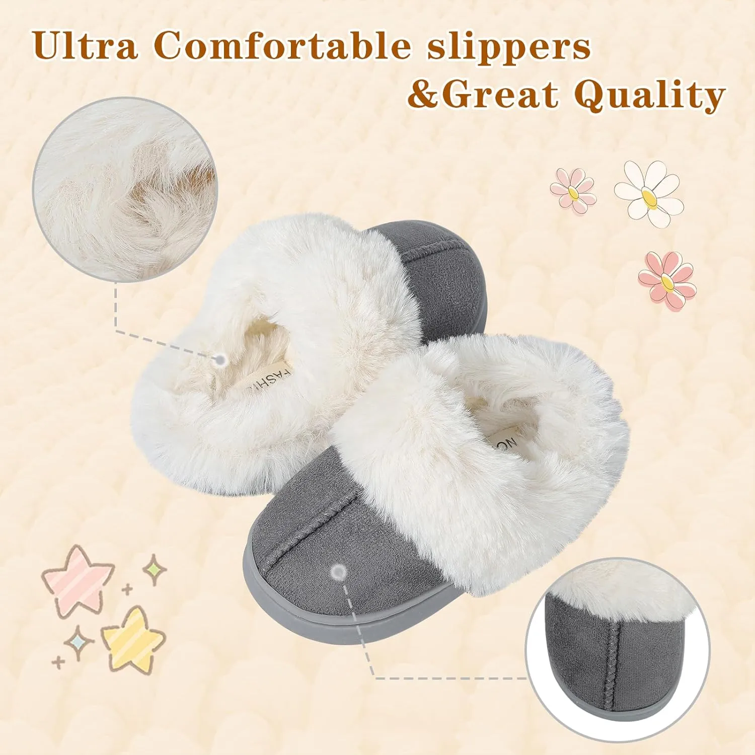 MK MATT KEELY Girls Boys Slippers Kids Fuzzy House Slippers Baby Toddlers Non-Slip House Shoes Winter Warm Soft Plush Indoor Outdoor Slipper for Little Kid Big Kid