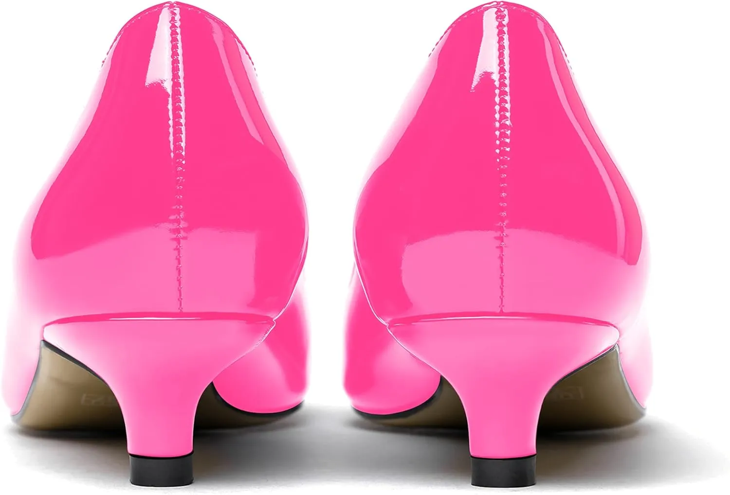 MODENCOCO Women's Pointed Toe Slip On Solid Patent Kitten Low Heel Pumps Shoes 1.5 Inch