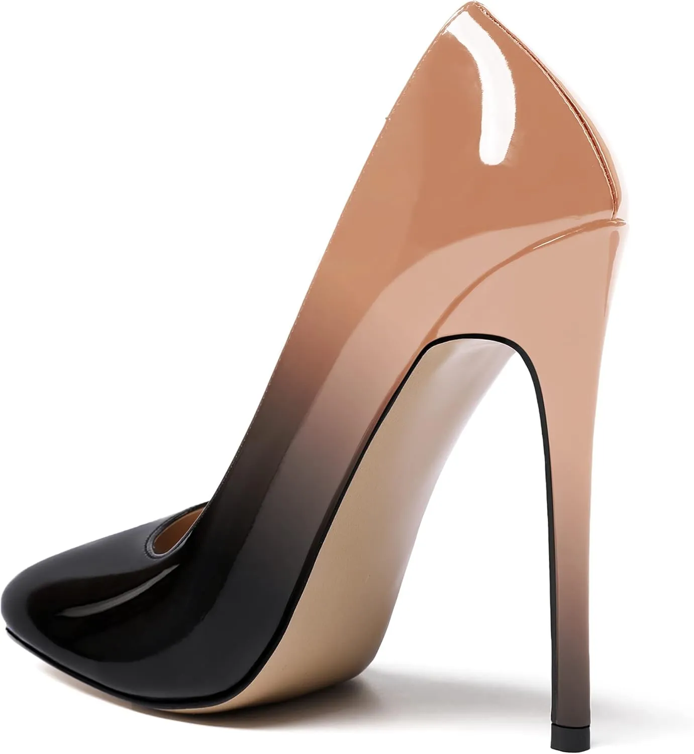 MODENCOCO Women's Slip On Patent Round Toe Stiletto High Heel Pumps Shoes 4.5 Inch