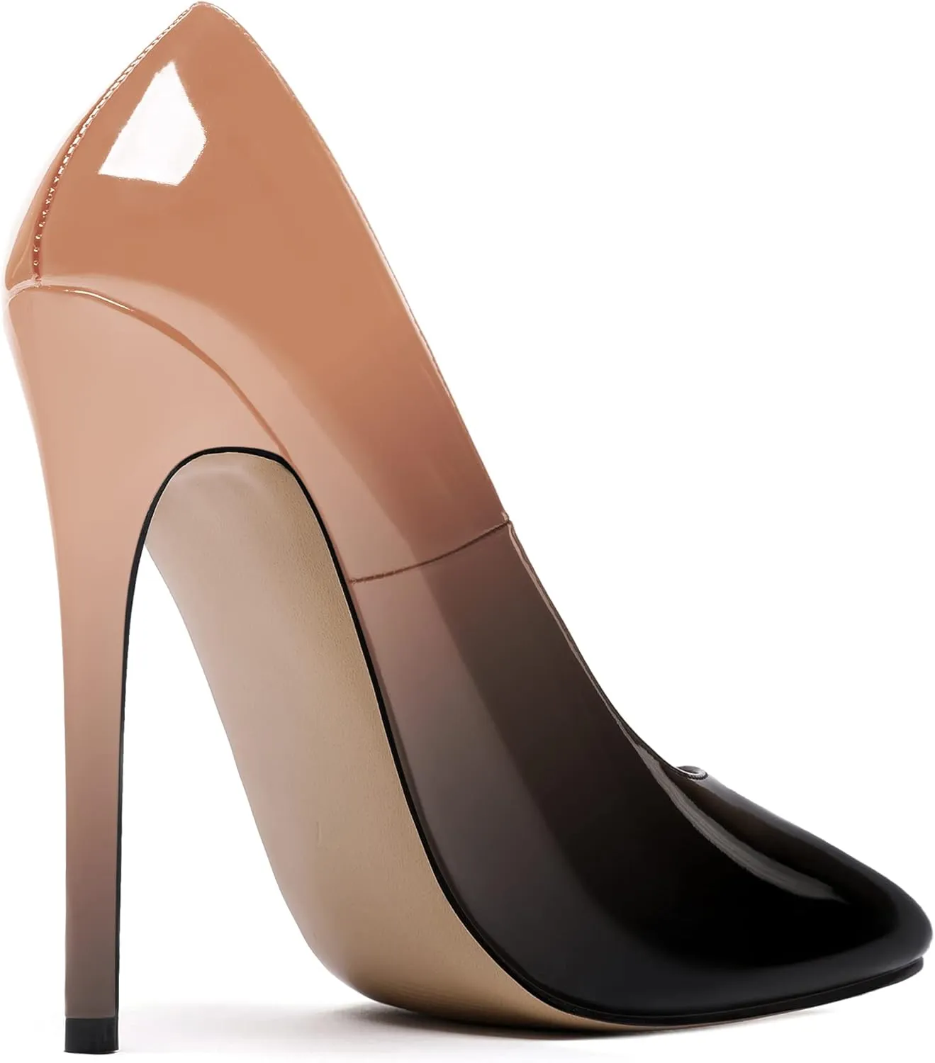 MODENCOCO Women's Slip On Patent Round Toe Stiletto High Heel Pumps Shoes 4.5 Inch