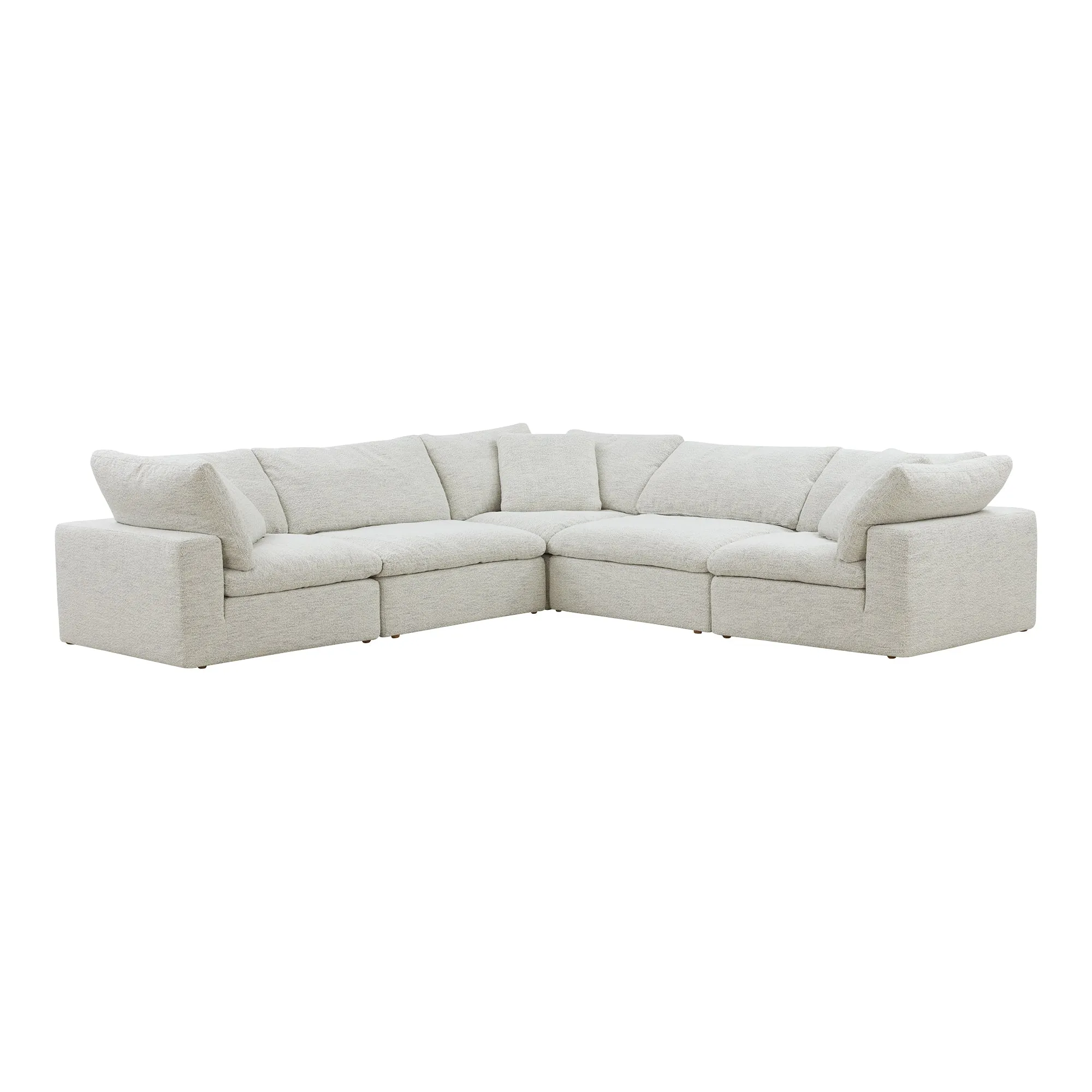 Moe's Home Collection Clay Classic L-Shaped Modular Sectional ~ Coastside Sand Performance Fabric