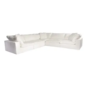 Moe's Home Collection Clay Classic L-Shaped Modular Sectional ~ Cream White LiveSmart Performance Fabric