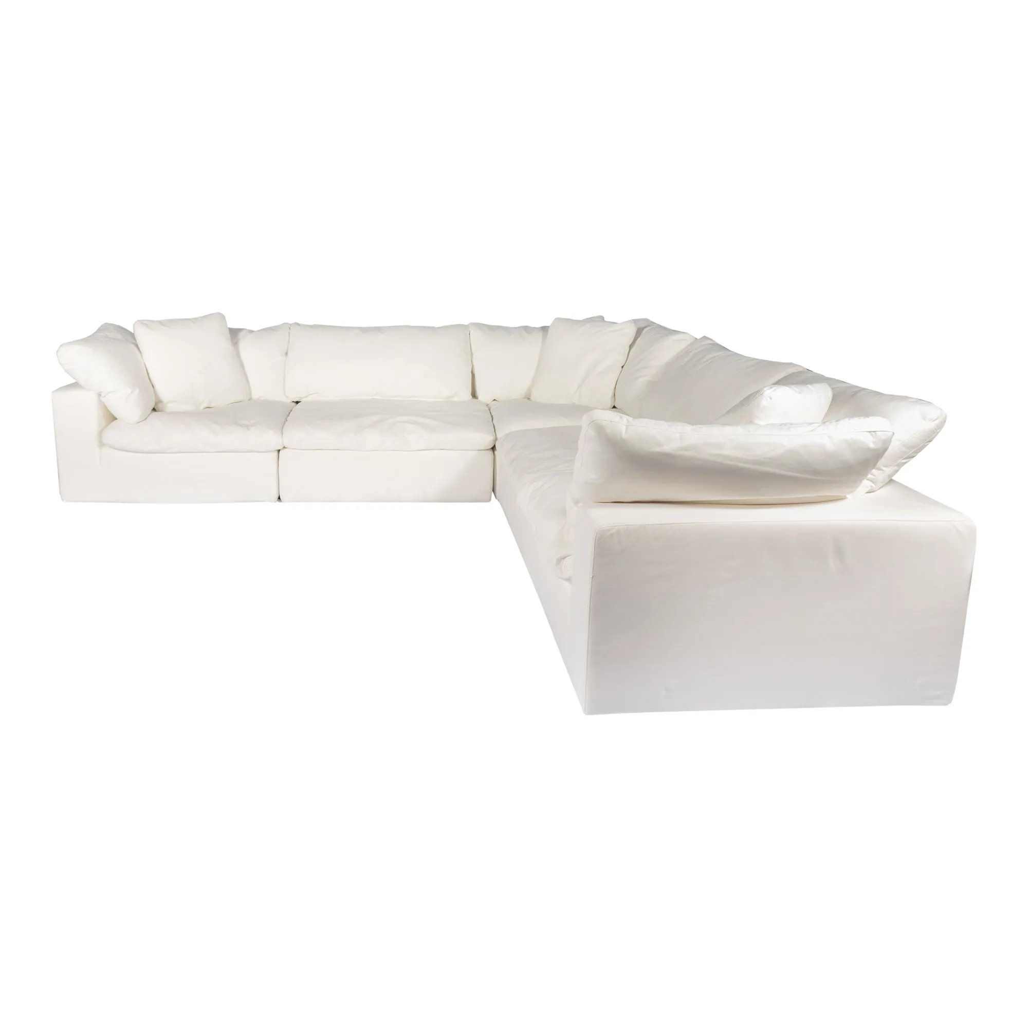 Moe's Home Collection Clay Classic L-Shaped Modular Sectional ~ Cream White LiveSmart Performance Fabric