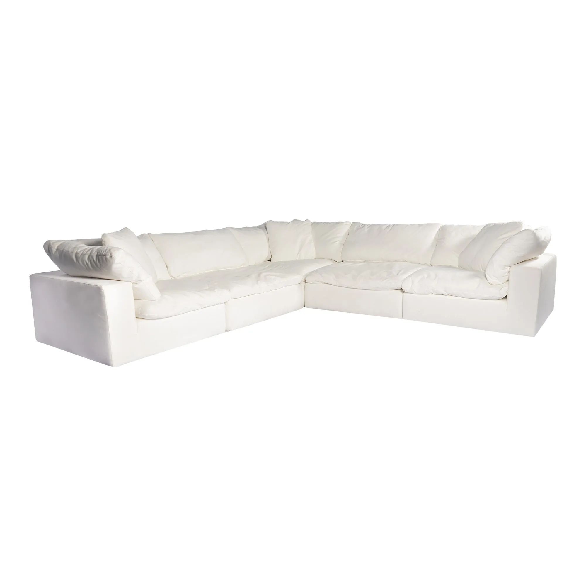 Moe's Home Collection Clay Classic L-Shaped Modular Sectional ~ Cream White LiveSmart Performance Fabric