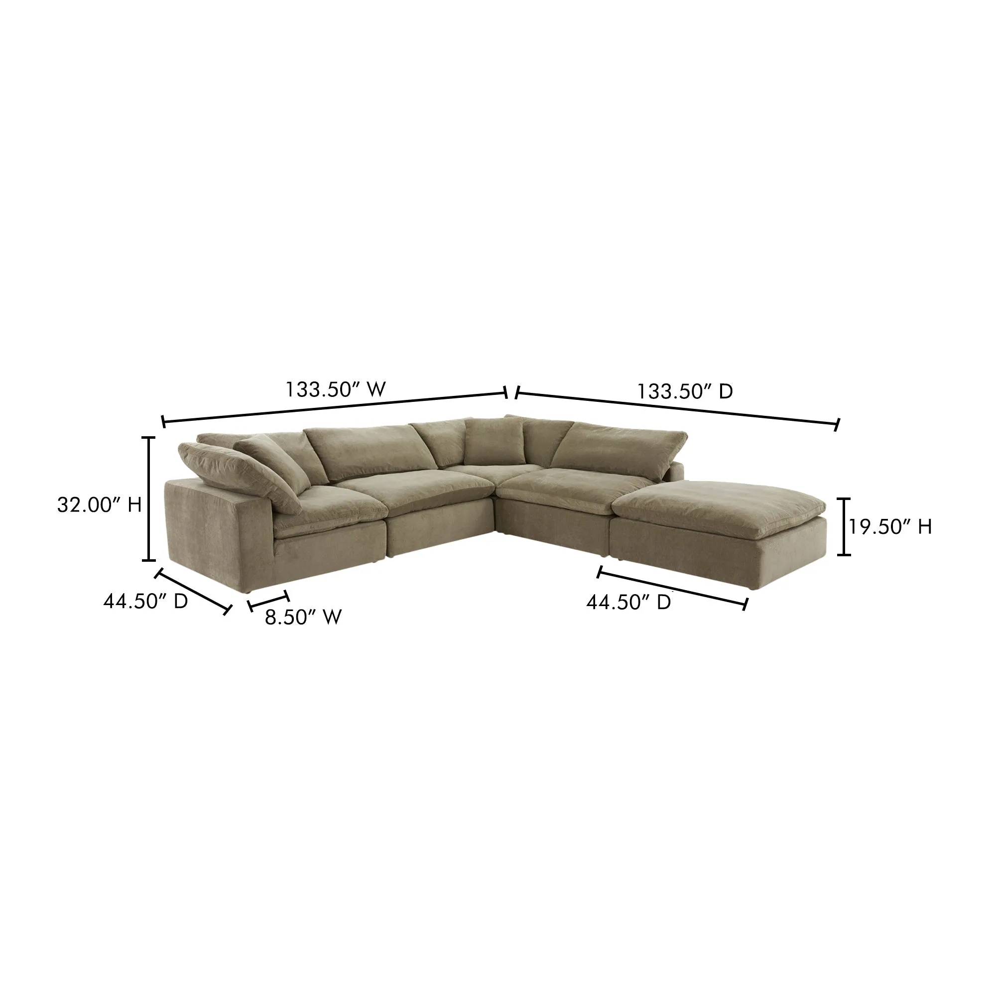 Moe's Home Collection Clay Dream Modular Sectional ~ Desert Sage Green Performance Fabric