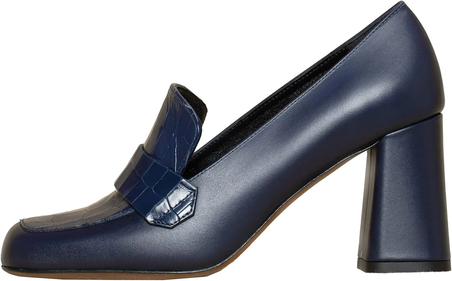 MOOMMO Women Chunky Block Heel Loafer Shoes Slip On Square Toe Formal High Heels Pumps Crocodile Closed Toe 3" Heel Oxford Shoes Office Ladies Business Professional Comfortable Spring Fall 4-11 M US