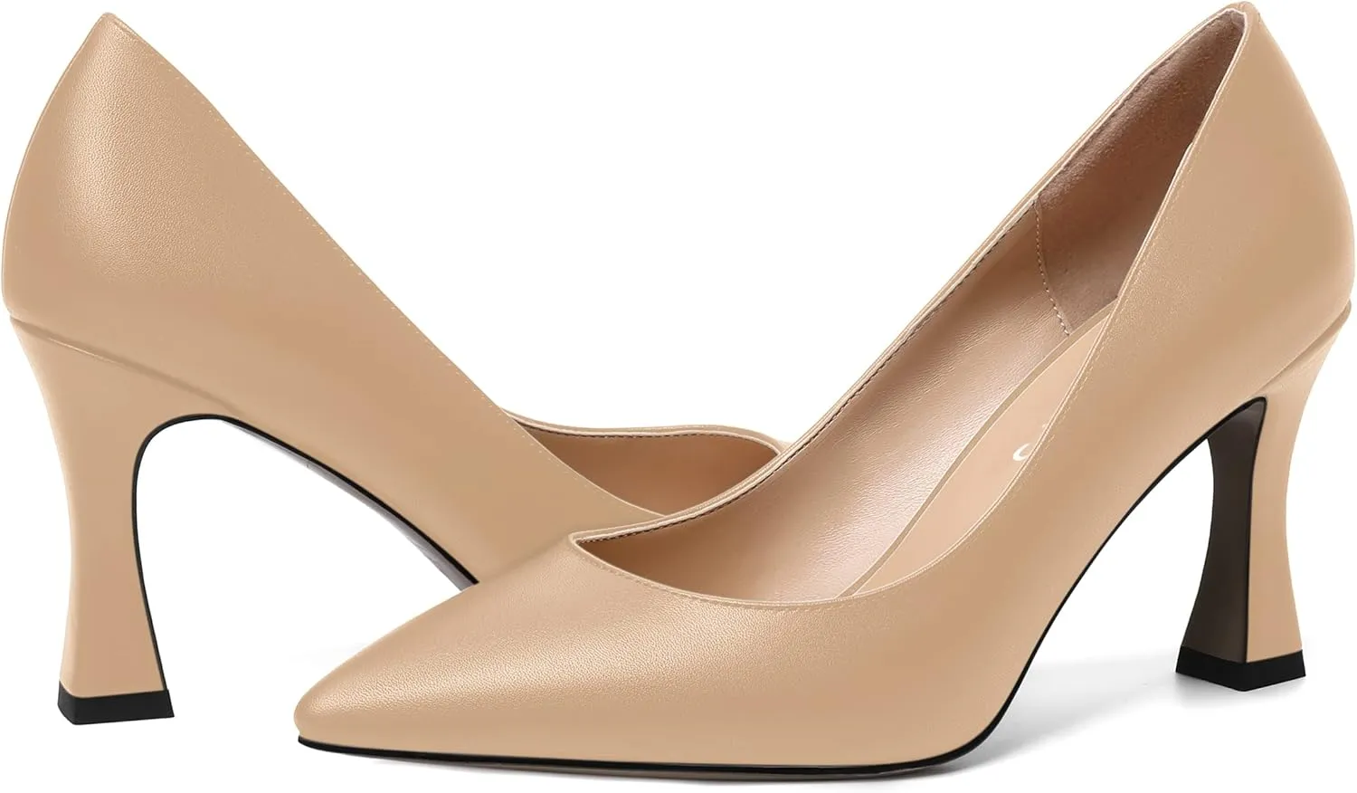 MOVINSTEPS Womens Slip On Pointed Toe Matte Sexy Wedding Spool High Heel Pumps Shoes 3.3 Inch