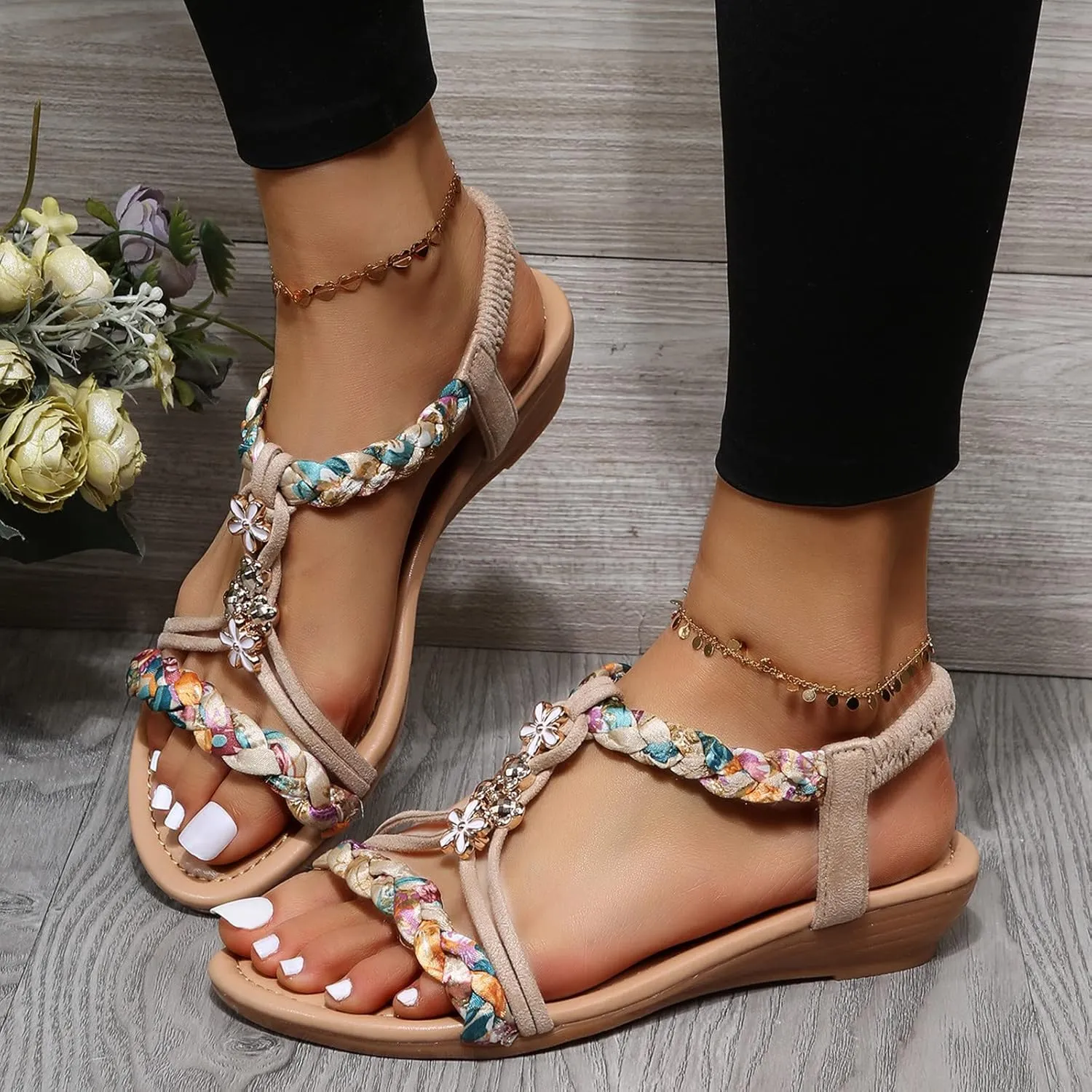 Non Slip Flat Bottom Sandals for Women Casual Summer Comfortable Walking Shoes Comfortable Walking Flat Sandals