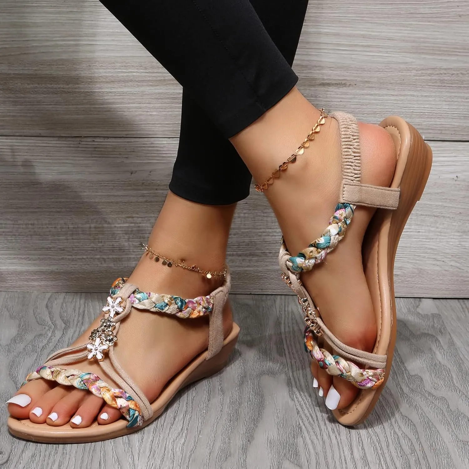 Non Slip Flat Bottom Sandals for Women Casual Summer Comfortable Walking Shoes Comfortable Walking Flat Sandals