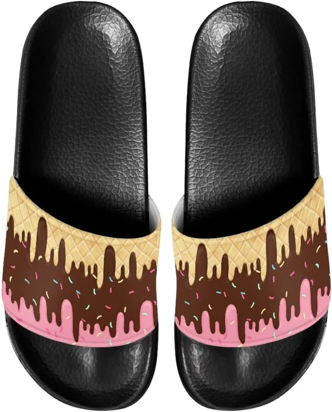 Non Slip Slide Sandals for Women Men, Open Toe House Comfy Flat Slides Slipper for Bathroom Beach