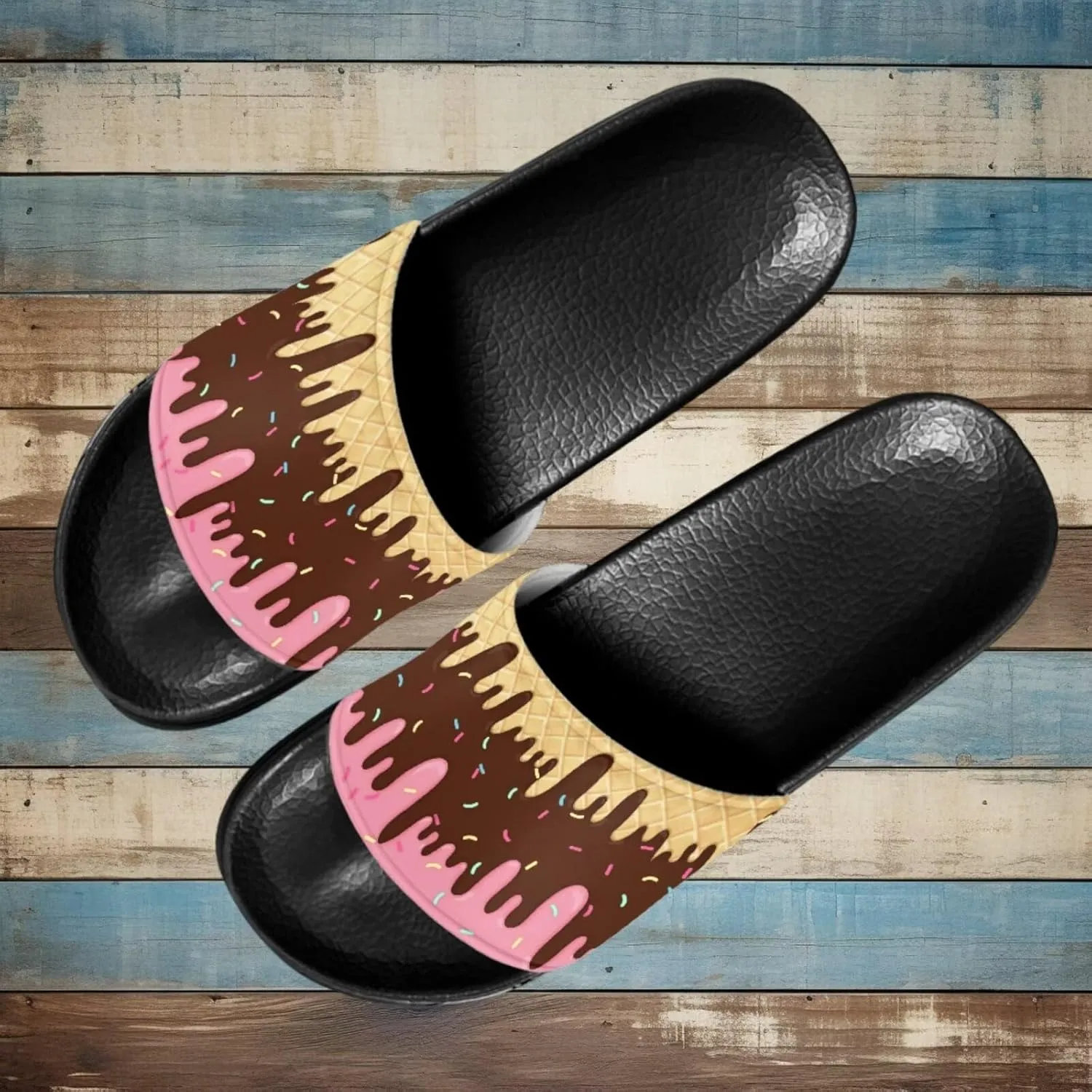 Non Slip Slide Sandals for Women Men, Open Toe House Comfy Flat Slides Slipper for Bathroom Beach