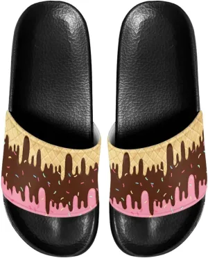 Non Slip Slide Sandals for Women Men, Open Toe House Comfy Flat Slides Slipper for Bathroom Beach