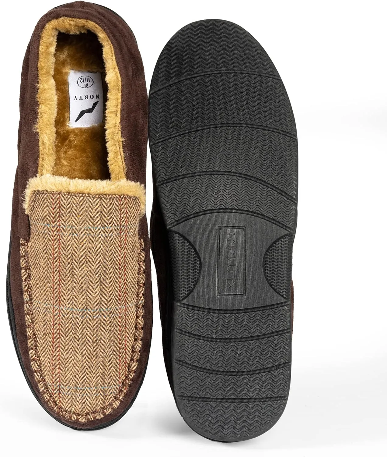 NORTY Moccasin Slippers for Men - Indoor and Outdoor Slip-On Shoes - Perfect for Lounging and Walking Around the House